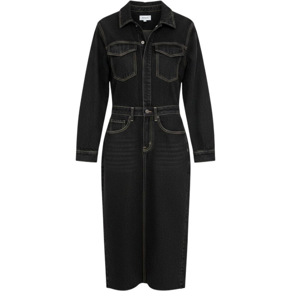 Pistola Amira Long Sleeve Denim Midi Dress Vought Black XXS P00071107DC VIOGT